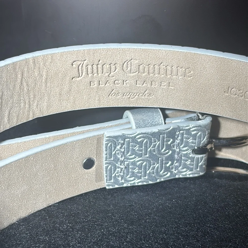Juicy Couture black label Silver repeat logo embossed Patterned Women's Belt M